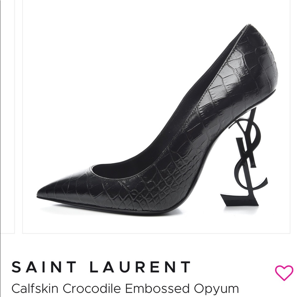 SAINT LAURENT Crocodile Embossed Opyum110 Pumps 36
